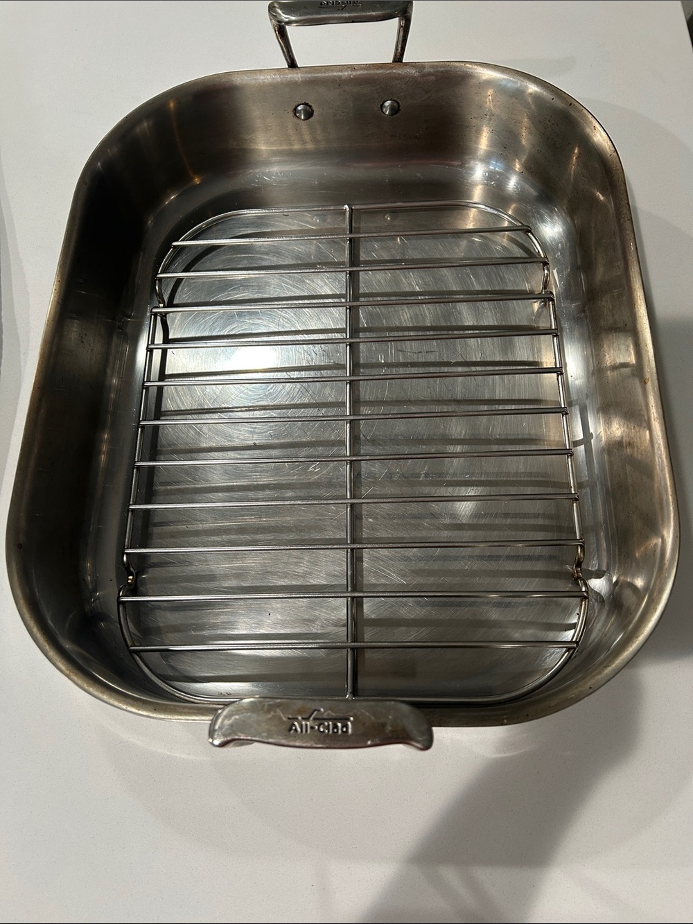 All Clad Stainless Steel Roasting Pan with Non Stick Rack